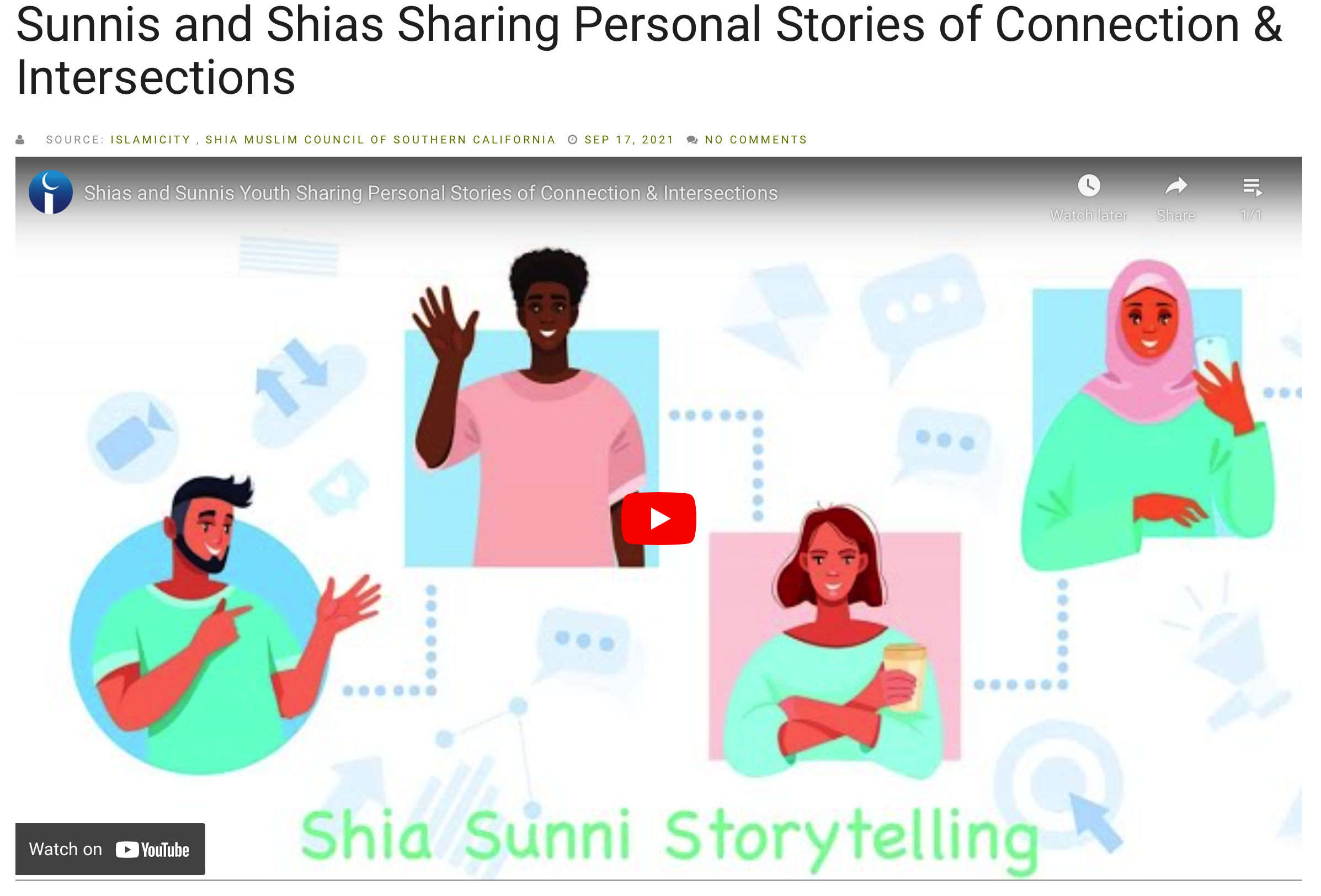 Shias and Sunnis Sharing Personal Stories of Connection & Intersections